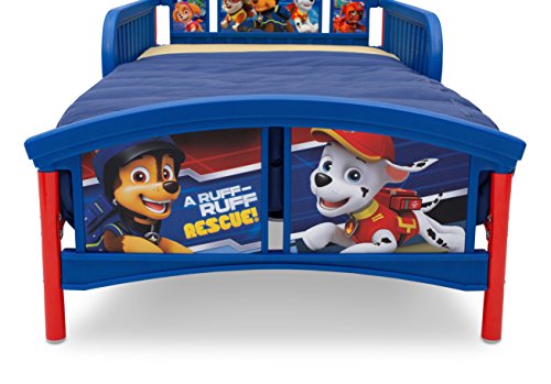 Toddler Bed with Guardrails - Paw Patrol Style for 15 Months+ - Low Height, Fits Standard Mattress - Blue/Red Variation of THIS listing