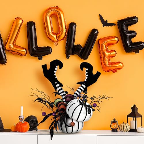 Halloween Table Centerpieces Decorations - Witch Boot and Pumpkin Variation