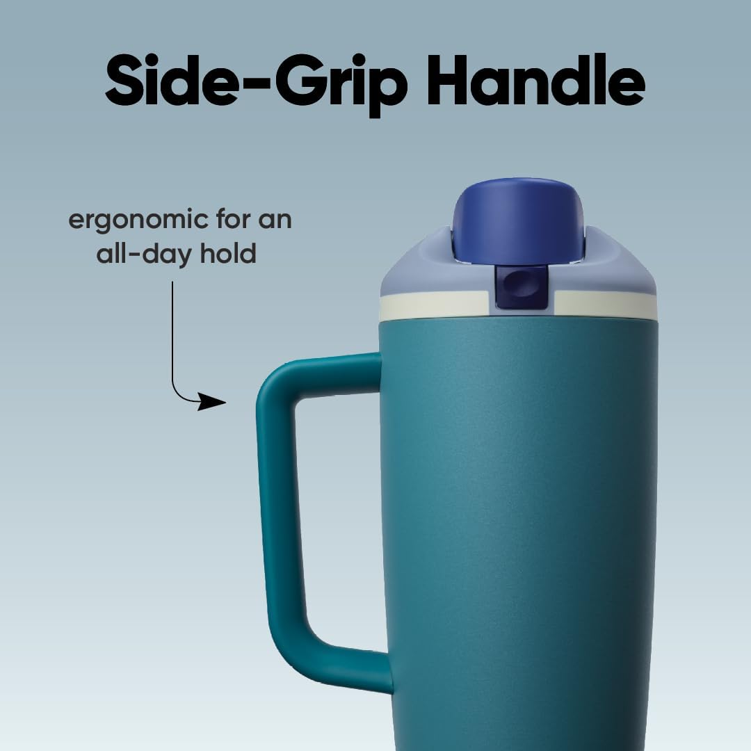 Owala FreeSip Tumbler - Insulated Stainless Steel Water Bottle with Built-in Straw & Handle | 40oz, Denim, BPA Free
