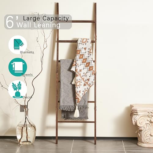 Blanket Ladder for the Living Room 6-Tier, Wooden Decorative Quilt