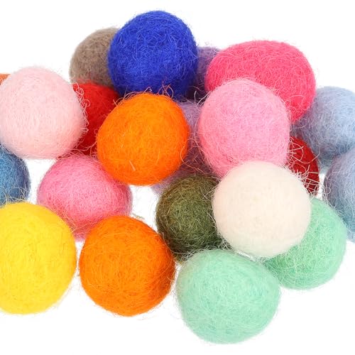 PATIKIL 20pcs 1.5cm Light Green Wool Felt Balls Beads
