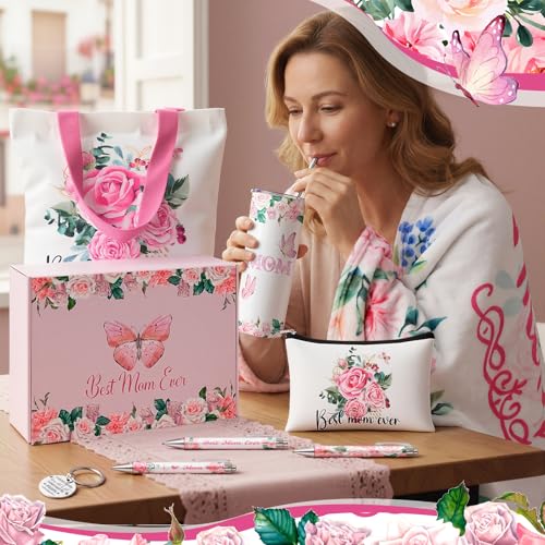 JenPen Christmas Rose Butterfly Tote Bag & Blanket Gift Set - Flower Variation