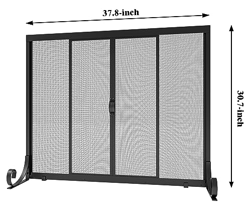 Fire Beauty Sliding Wrought Iron Fireplace Hearth Screen 37.8 x 30.7 Inch Variation of THIS listing