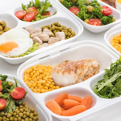 Freshware Clamshell Food Containers with Lids [9x9"] 3-Compartment