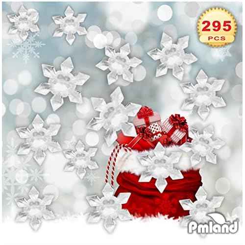 PMLAND Winter Acrylic Clear Snowflake Ornaments and Table Scatter Decoration - 290+ Pieces for Christmas Holiday Party Festival Events Home Decor