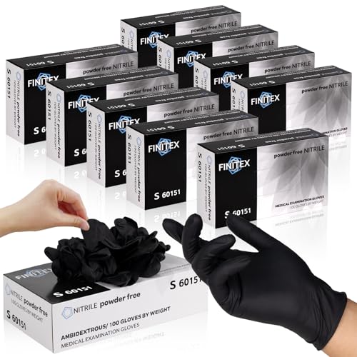 FINITEX Medium Nitrile Disposable Medical Gloves Case of 1000, 3.2mil, 10 Boxes