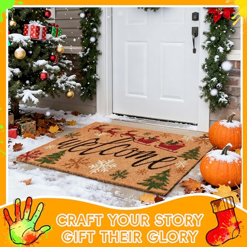 6 Pack DIY Outdoor Door Mats - 30 x 17 in, Craft & Painting Canvas, Non-Slip Backing