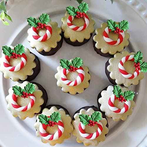 2 pcs Christmas Holly Leaves Silicone Mold Leaf Shaped Fondant Mold Chocolate Dessert Molds for Baking Chocolate Candy Sugar Cake Decorations Polymer Clay, Wax, DIY Sugar Crafts