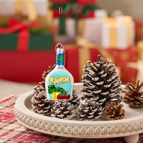 Joiedomi Small Christmas Salad Ranch Dressing Ornament, Funny Food Blown Glass Mini Ornaments for Christmas Tree Hanging Decorations Indoor, Xmas Party Favors Supplies Presents
