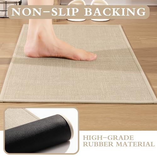 YIHOUSE Bathroom Rugs Thin Bath Mat Sets 2 Pieces Quick Dry,Beige