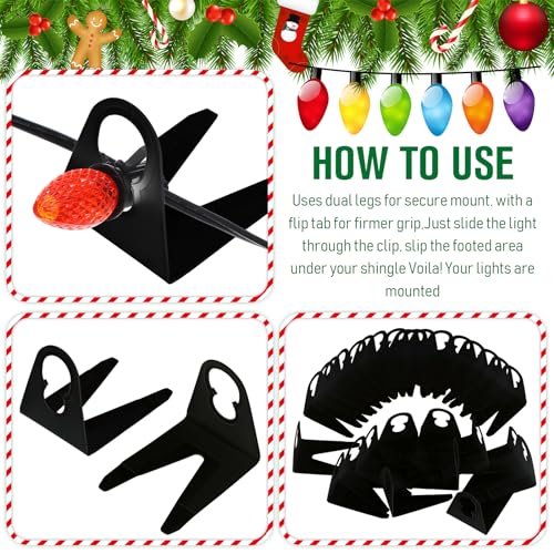 Mudder 200Pcs White Christmas Light Clips for C7/C9 – Includes Black Variant 200