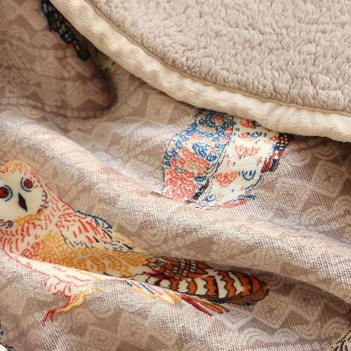 UKELER Owl Throw Blanket Queen 80x90 in, Colorful Fleece Sherpa Cozy Gift