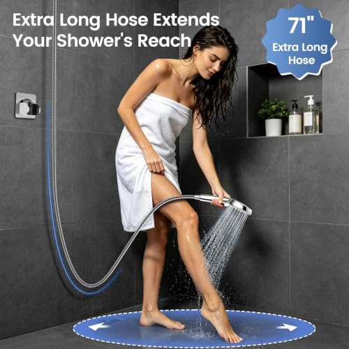 FEELSO Chrome Handheld Shower Head & Rain Shower Combo - 8-Inch High Pressure Dual-Head System