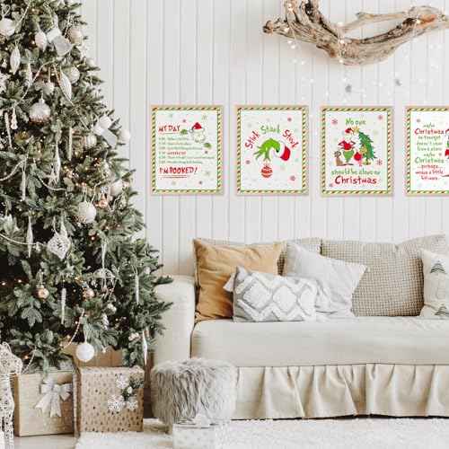 Funny Christmas Decorations, Novelty Christmas Posters for Home Wall Decor, Set of 6 Xmas Wall Art Prints for Bedroom Bathroom Decor Party Supplies, White Elephant Gag Gifts, 8x10 inch, Unframed