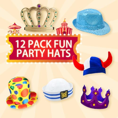 Funny Party Hats and Glasses Set - 24 Assorted Novelty Dress Up Accessories
