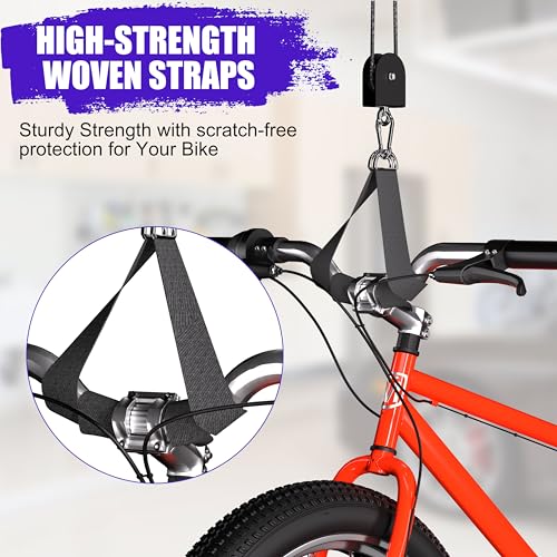 Heavy Duty Bike Hoist 2-Pack for Garage Storage, Supports 170 lbs