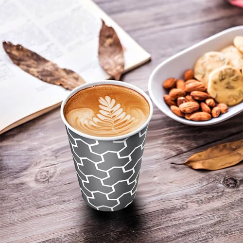 Huifany 12oz Disposable Paper Cups Bulk Pack of 240, Insulated Hot & Cold Drink Cups