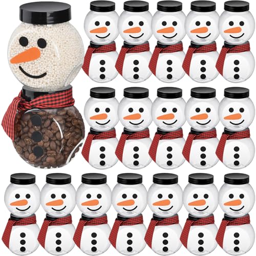 Jingmore 36 Pcs Christmas Snowman Candy Jars with Lids Red Black Plaid (36 Jars)