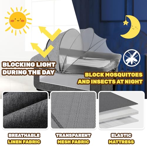Foldable Baby Bassinet with Mosquito Net & Silent Wheels - Adjustable Bedside Sleeper