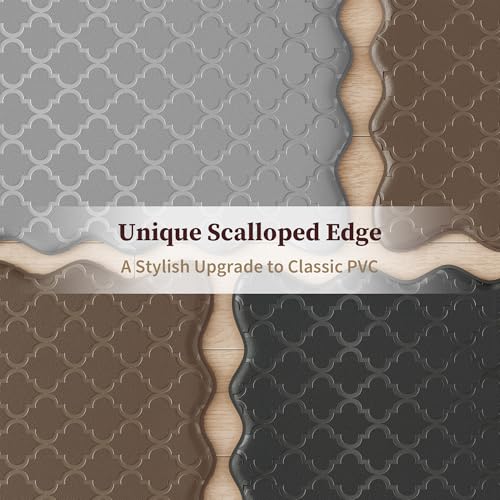 Arenarug 2-Piece Brown Scalloped Kitchen Floor Mats, 17.3x30+17.3x47 inches