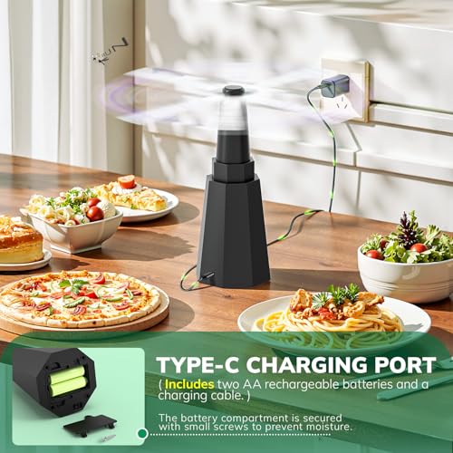 Grete Gotye 4-Pack Black Rechargeable Fly Fans for Outdoor & Indoor Use, Up to 10-Hour Battery Life, Foldable & Portable