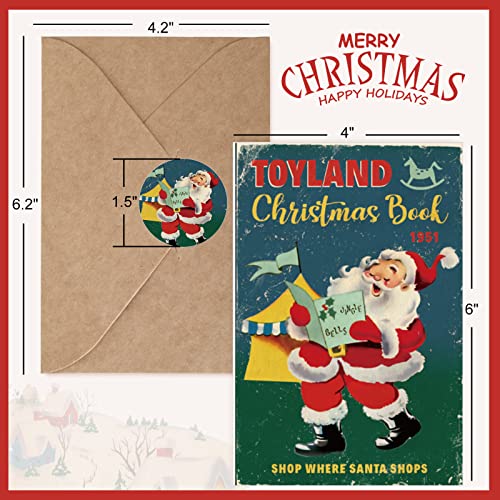 Whaline 40-Pack Retro Christmas Greeting Cards with Kraft Envelopes & Stickers, 4 x 6 in