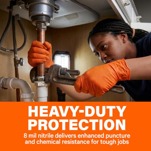 GLOVEWORKS Nitrile Disposable Gloves Orange XL 8 Mil - 300 Pack