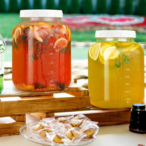 Folinstall 1 Gallon Glass Mason Jar with Lid - Large Wide Mouth Storage Container