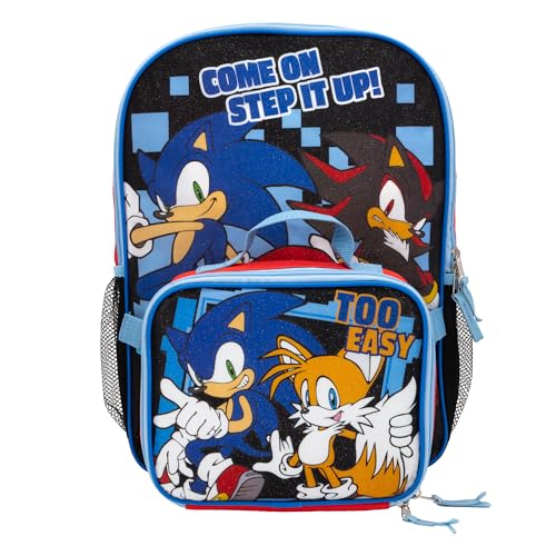AI ACCESSORY INNOVATIONS Sonic The Hedgehog 2-Piece School Backpack & Lunch Box Set for Boys & Girls