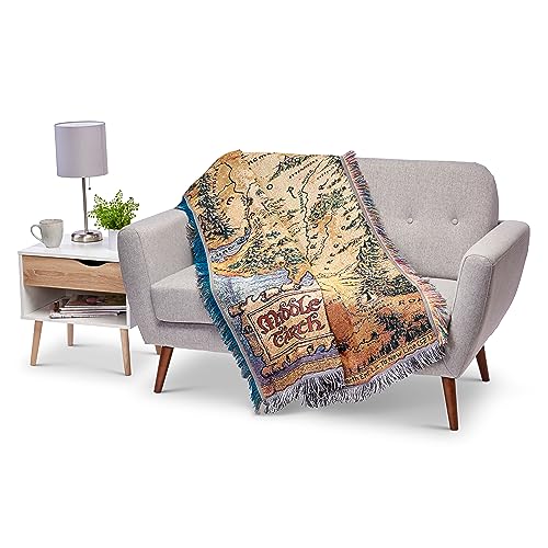 Middle Earth Woven Tapestry Throw Blanket - Lord of the Rings The Hobbit, 48 x 60 Inch - Fandom Gift Variation of Middle Earth / 48" x 60"