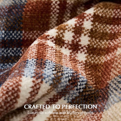 EverGrace Plaid Chenille Fall Throw Blanket, 50"x60", Harvest