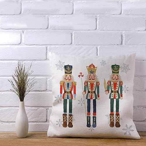 AOFANGGO Christmas Pillow Cover 18x18 inch Nutcracker Throw Pillow Holiday Decorations Cushion Cover for Bed Chair Sofa Couch
