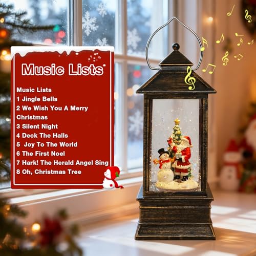 Impress Life Christmas Snow Globe Lantern with Light & Music, Santa