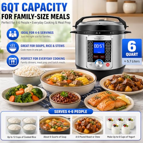 14-in-1 6 Quart Electric Pressure Cooker Multi-Cooker with LCD, Steamer, Yogurt Maker