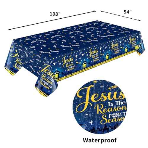 Fancy Land Nativity Tablecloths 3 Pack Christmas Tablecloths 54 x 108 Disposable Table Cover Disposable Tablecloths Religious Christmas Party Decoration