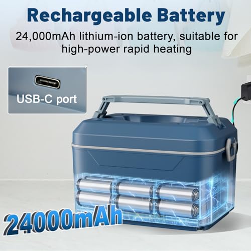 Usfock Blue Self-Heating Lunch Box 5.5 Cups Portable Food Warmer for Adults