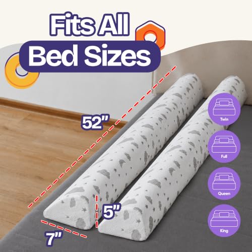 2 Pack Toddler Bed Bumpers with Non-Slip Convex Foam Guard for Twin, Queen & King Beds