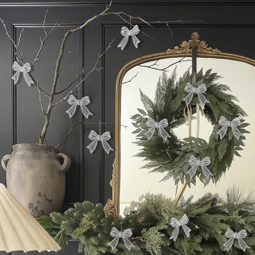 Crystal Bow Ornaments for Christmas Tree - Transparent Acrylic Holiday Decor, 18 Pack