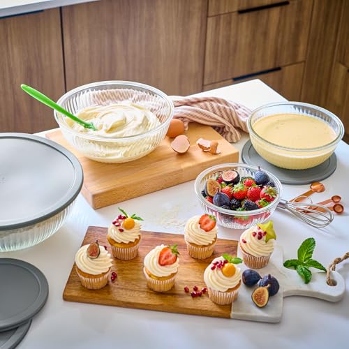 8-Piece Glass Mixing Bowls with Airtight Leakproof Lids - BPA-Free Food Storage & Serving Set