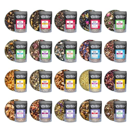 Tiesta Tea Discovery Sampler - 20 Varieties Loose Leaf Tea Set, Includes Green, Black & Herbal Blends