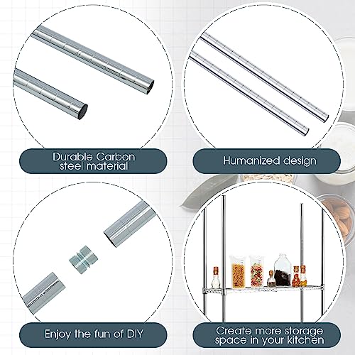 Sliver 74-Inch Wire Shelving Posts with 50 Clips - Chrome Steel, 4 Pack