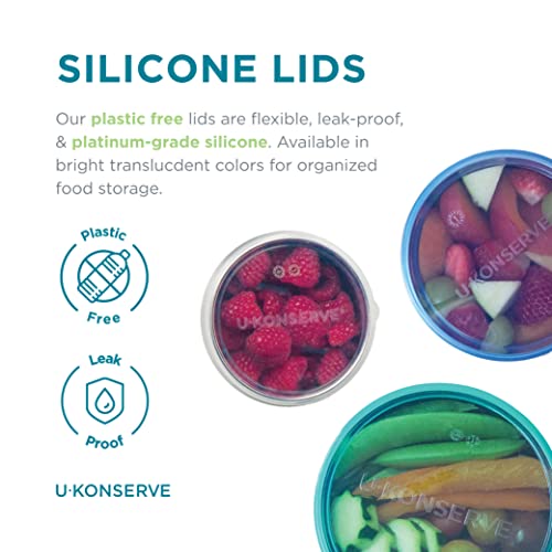 U-Konserve Stainless Steel Nesting Food Containers Set of 3 with Clear Silicone Lids - 5, 9, 16 oz