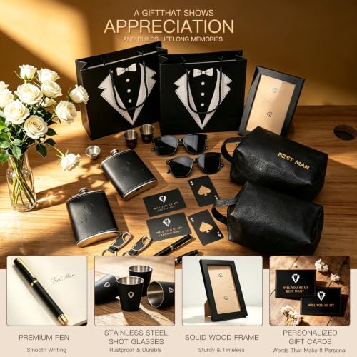Black 84-Piece Groomsmen Gifts Set for Wedding Party - 7 Sets