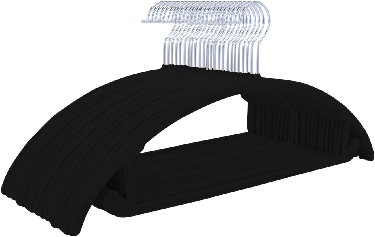 MIZGI Premium Velvet Hangers - Heavy-Duty Non-Slip Suit Hangers with Chrome Hooks | 50 Pack for Coats, Sweaters, and Pants