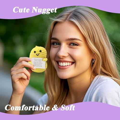 Emotional Support Nuggets Inspirational Positive Crochet Animals Gifts Funny Positive Nuggets Potato Pickle for Women Men Birthday Christmas Stocking Stuffers White Elephant