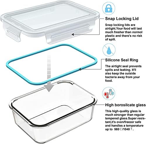 Blue 18-Piece Glass Food Storage Containers with Locking Lids - BPA-Free & Leak Proof