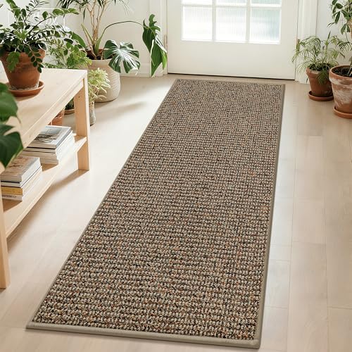2x6 Hallway Runner Rug - Non-Slip Washable Taupe Carpet - Durable Low Profile Floor Mat