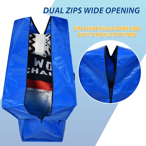 Blue 4 Pack Extra Large 57 Gallon Heavy Duty Moving Storage Bags - 42x23x13.5 Inches