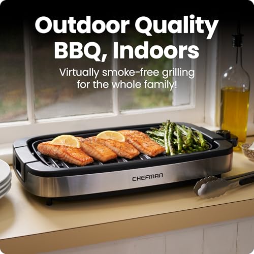 Large Smokeless Indoor Electric Grill with Extra Large Surface - Nonstick, Adjustable Temp