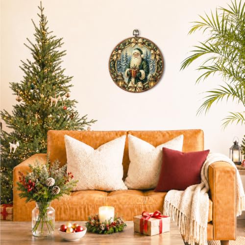 Saikociju Christmas Santa 03 Vintage Round Wall Art 10x10 in